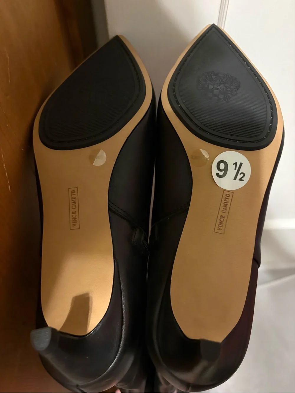 Vince Camuto wide calf, kitten heel leather boots